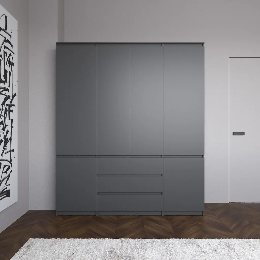 Шафа для одягу Vays зі штангою та полицями, 3 шухляди, комплект R9+R22-2 - фото 3