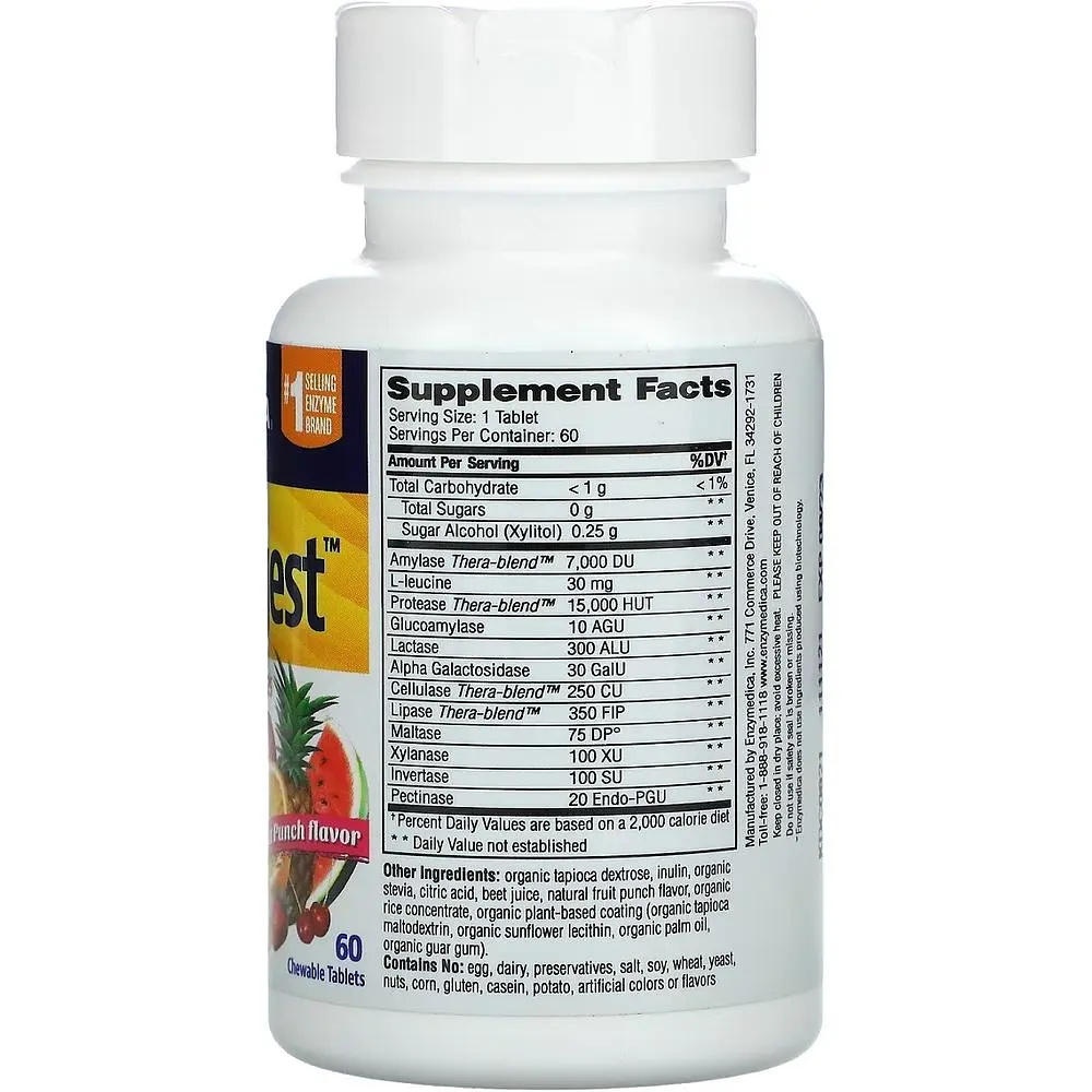 Ферменти травні для дітей Enzymedica Kids Digest Chewable Digestive Enzymes зі смаком фруктів 60 жувальних таблеток - фото 2