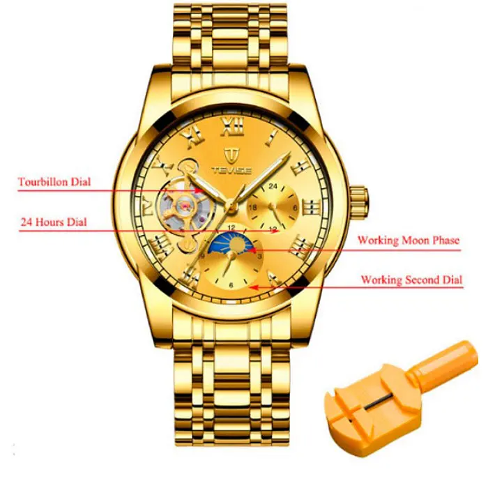 Чоловічий годинник Tevise Royal Gold - фото 2