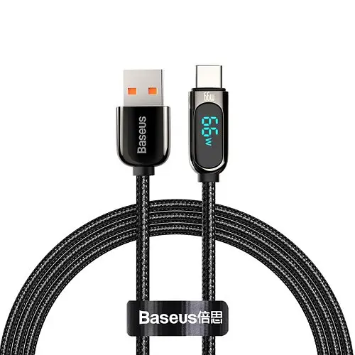 USB кабель Baseus Display Fast Charging Data Cable USB to Type-C 66W 1m чорний CASX020001