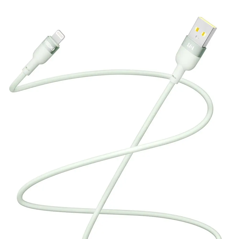 Кабель для заряджання та обміну даними USB Yoki YK-SI50 SILICONE Series USB/Lightning 12W 2.4A/5V 1.2 м Зелений - фото 3