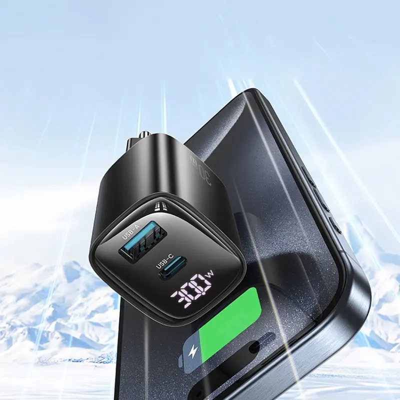 МЗП Usams US-CC229 GaN Digital Display XC Ser. 30W (1USB-A/1C) Black - фото 6