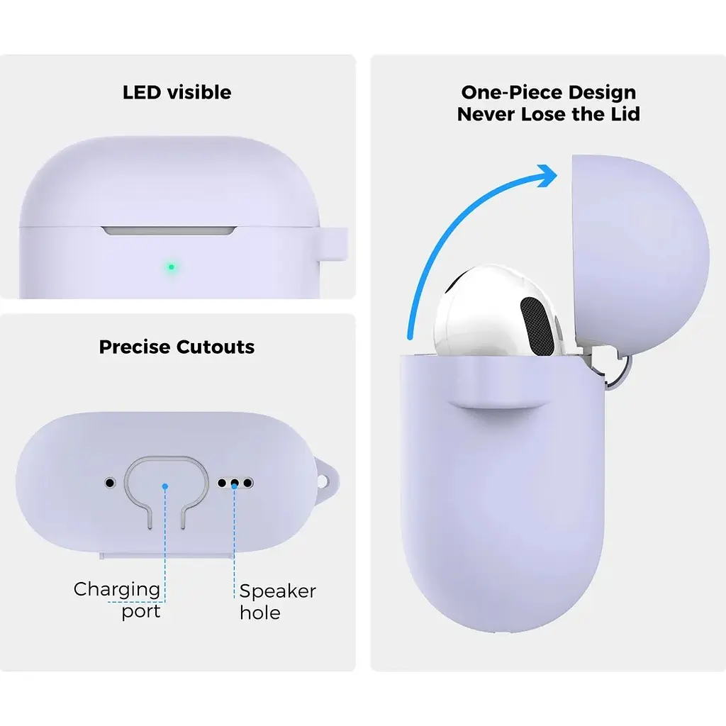 Чехол AhaStyle Colorful Silicone Case для AirPods 4 Lavender [133812] - фото 3