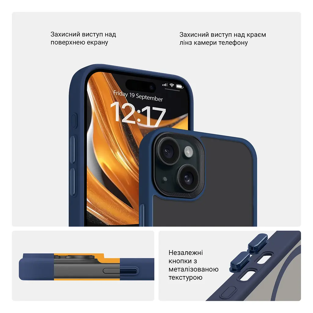 Чехол для Apple iPhone 15 Plus, Uniq MagCase, синий, противоударный, панель-накладка с магсейф, ударопрочный TPU+PC, с магнитом MagSafe, поддержка полноценной беспроводной зарядки, ArmorStandart (ARM75301) - фото 3