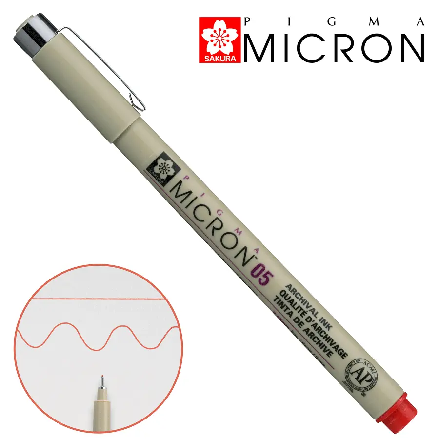 Лінер Sakura PIGMA MICRON (0.5), 0,45 мм червоний