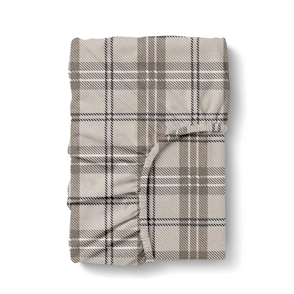 Простирадло на резинці фланель 90х200 SAND TARTAN COSAS (4822052499412)