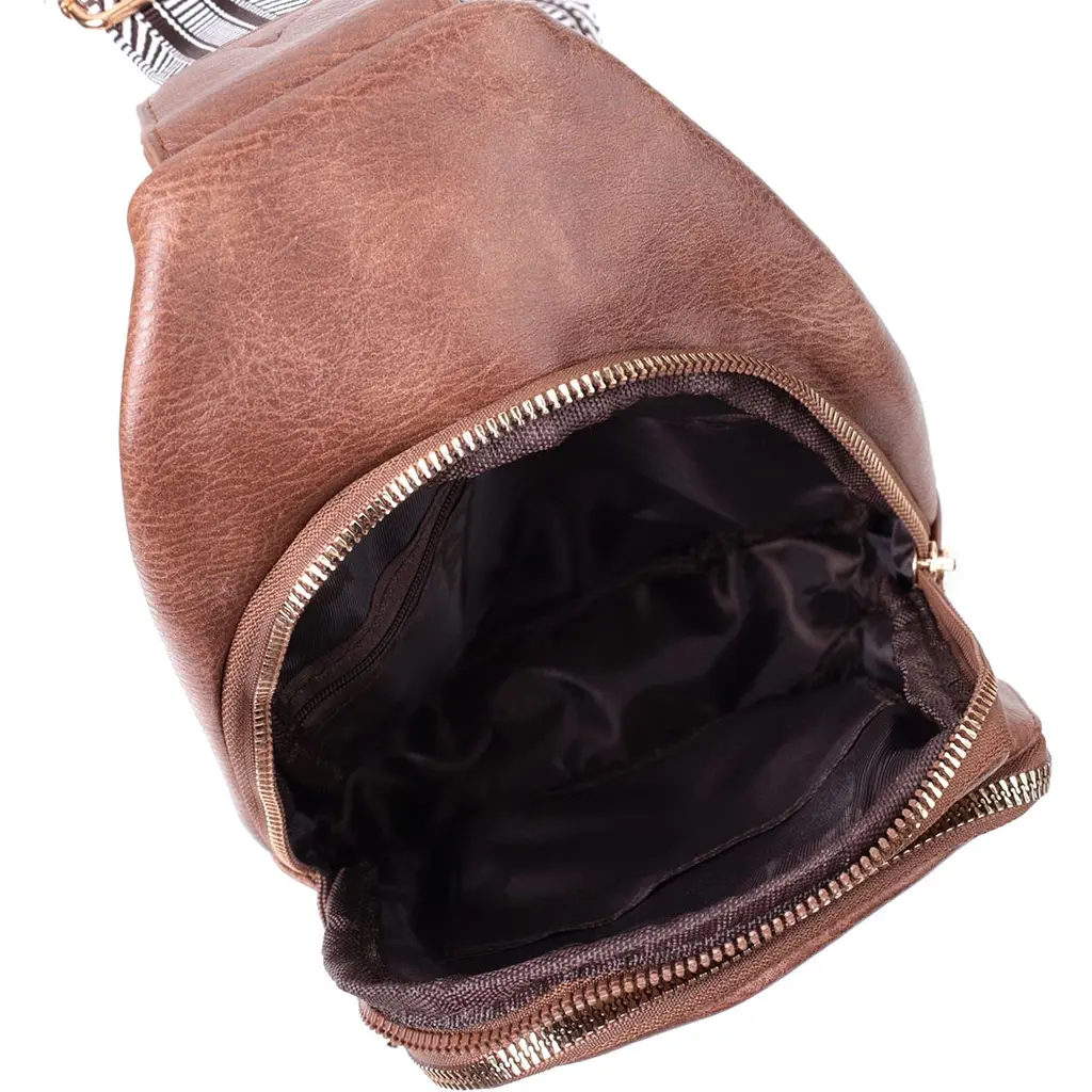 Модна жіноча сумка з однією лямкою через плече з екошкіри Vintage 22760 коричнева - фото 7