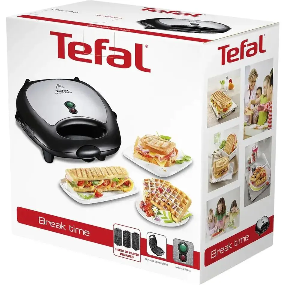 Мультимейкер Tefal BreakTime 700 Вт тефлон 3 пластины корпус пластик черно-серебристый (SW614831) - фото 9