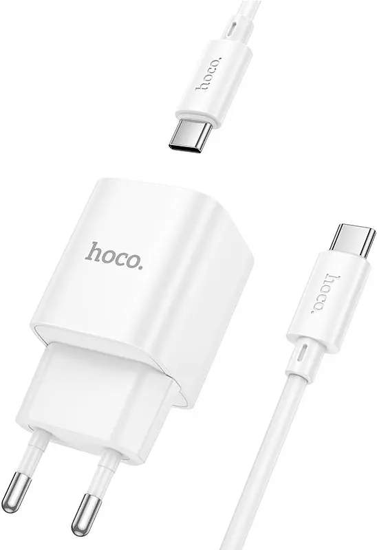 Зарядний пристрій HOCO C147A Charm PD20W+QC3.0 charger set C to C white - фото 5