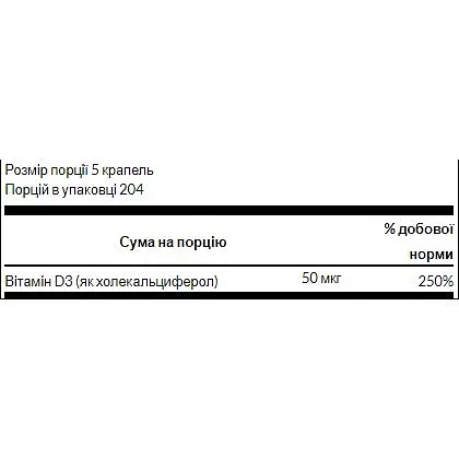 Вітамін Д3 Vitamin D3 Bone and Immune Health 2000 IU 50 мкг 29.6 мл - фото 2
