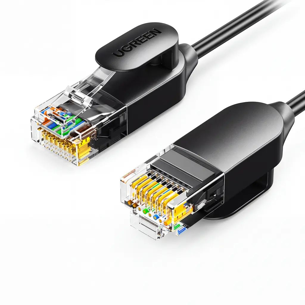 Мережевий кабель UGREEN NW122 10 м патч-корд Ethernet RJ45 штекер і RJ45 штекер Cat 6A до 10 Гбіт/с неекранований U/UTP діаметр кабелю 2,8 мм жили з чистої міді чорний (70656)
