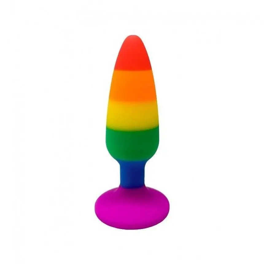 Анальна пробка Wooomy Hiperloo Silicone Rainbow Plug S, 9х2.4 см - фото 2