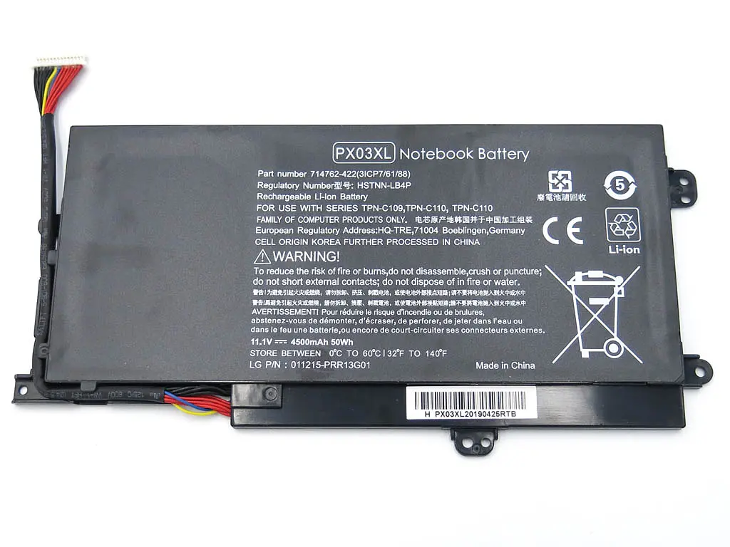 Акумулятор PX03XL для ноутбука HP ENVY 14-K Touchsmart M6-K, M6-K010DX, M6-K015DX (11.1V 4500 mAh 50Wh) - фото 2