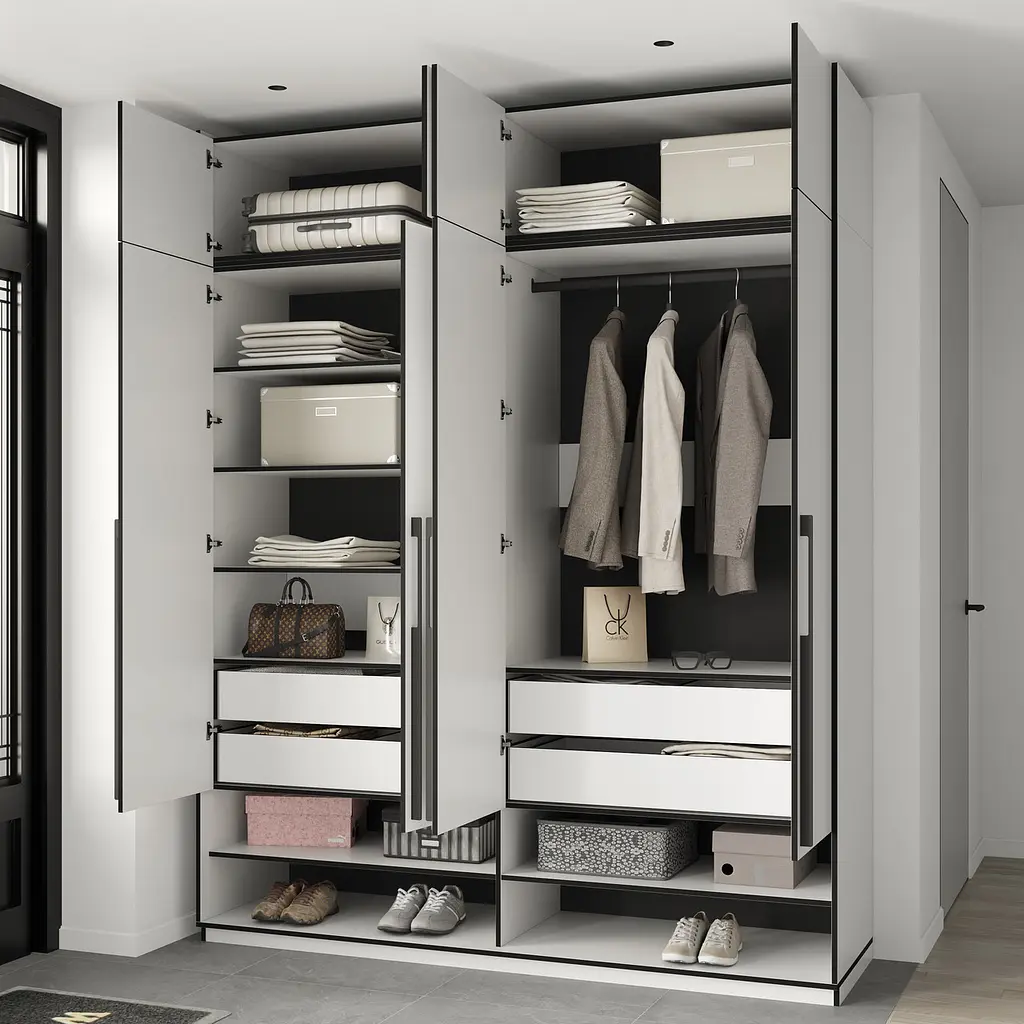 Шафа для одягу Flamecame у передпокій зі штангою та поличками на 4 двері FR-10 Гранж Пісочний - фото 5