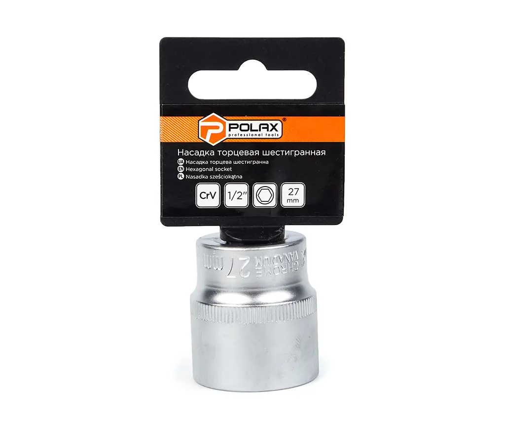 Головка торцева автомобільна шестигранна 27 мм, 1/2", Polax (25-096) - фото 2