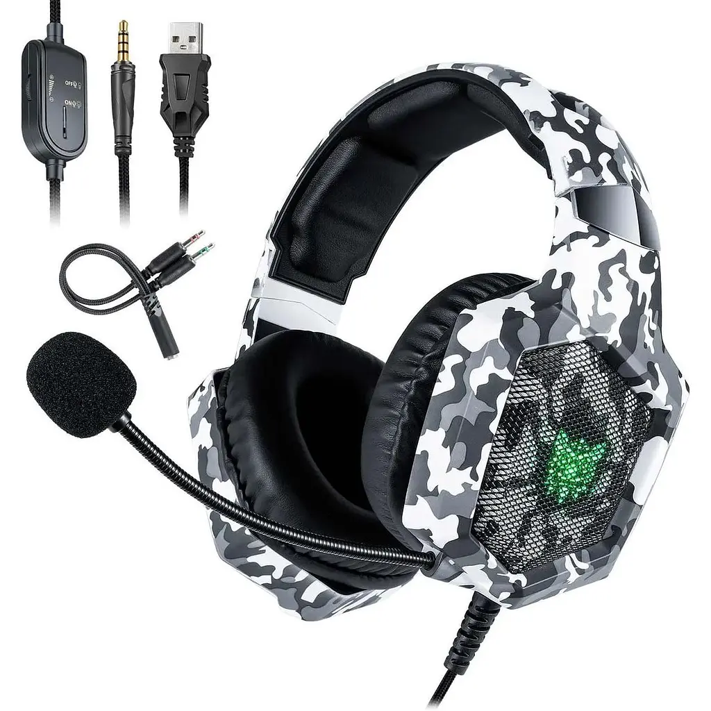 Наушники Onikuma Gaming with LED K8 Camouflage-Green - фото 5