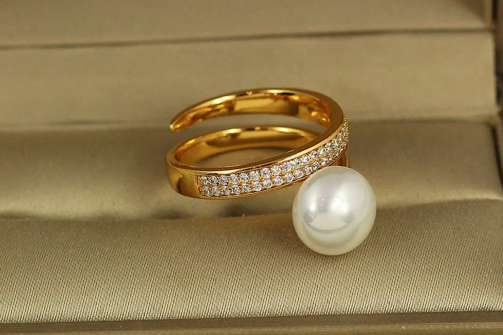 Кільце Xuping Jewelry Перлова спіраль розсувне р 18 золотисте - фото 2