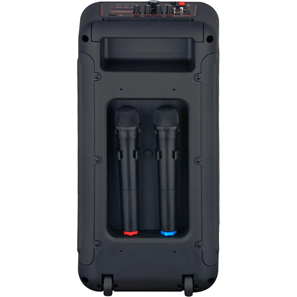 Портативна колонка BiG JBX-828 150 Вт два радіомікрофони караоке підсвічування - фото 4