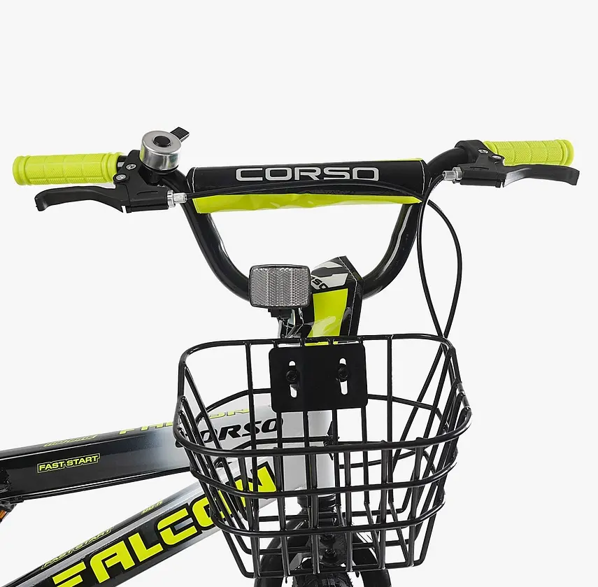 Велосипед Corso Falcon 20" 2-х колісний FL-20299 сталева рама, диск. гальма, дод. колеса, дзвінок, пляшечка, кошик, зібраний на 85% - фото 7