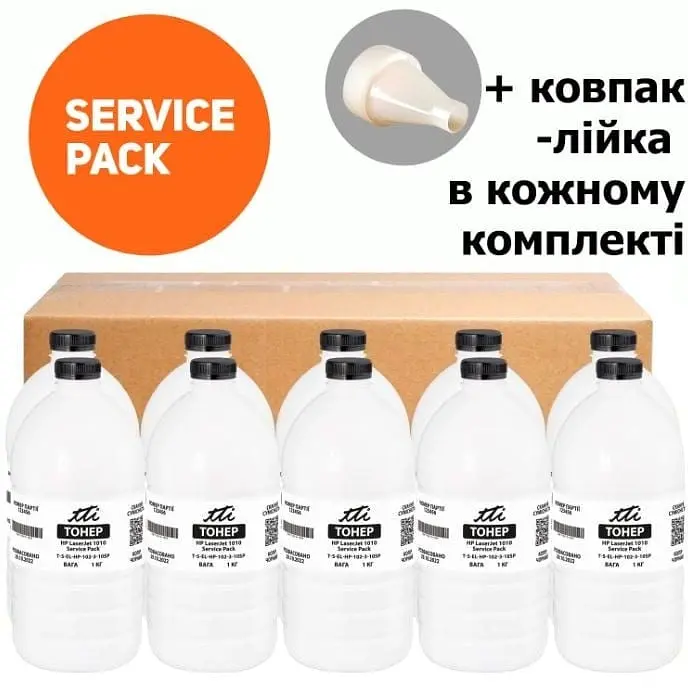 Тонер TTI HP LJ 1010/1200/1160/P2015 Service pack у флаконах пакет 10х1 кг (T102-3) - фото 2