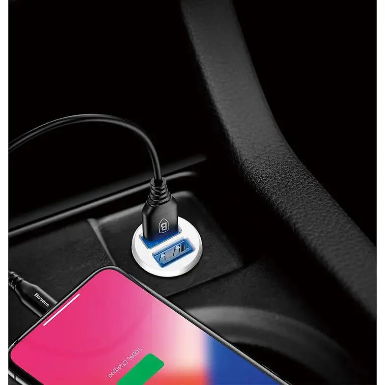 Автомобільний зарядний пристрій Baseus С8-K Grain Mini Smart Car Charger 3.1A 2хUSB White (651162372) - фото 7