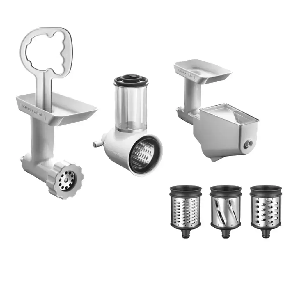Набір з 3 насадок KitchenAid 5KSM2FPPC (5KSMFGA, 5KSMFVSP, 5KSMVSA) м'ясорубка, перетириання, овочерізка - фото 5