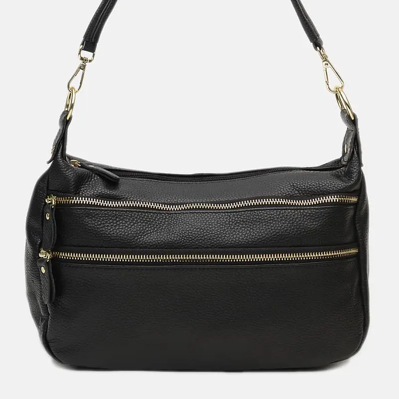 Жіноча шкіряна сумка Borsa Leather K1213-black - фото 2