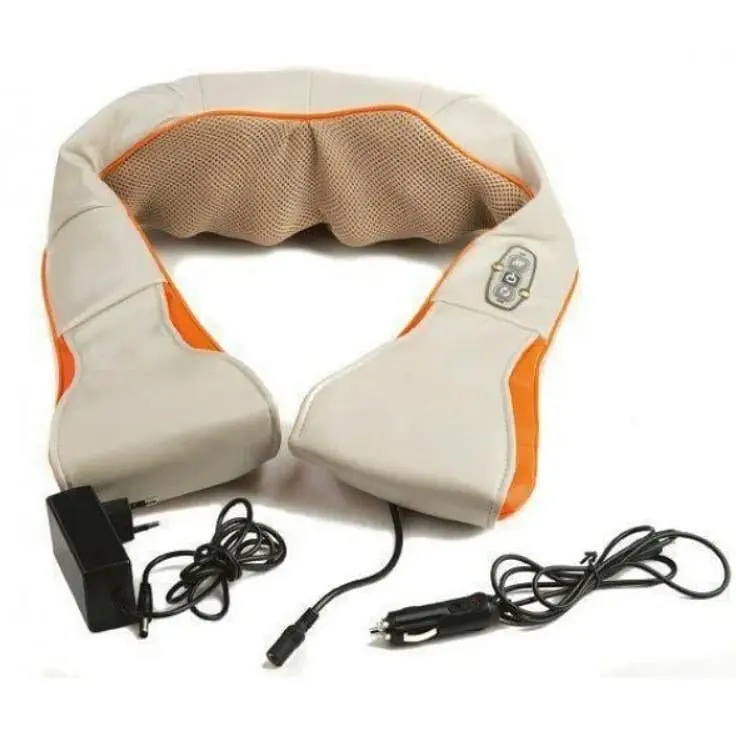 Роликовий масажер UKC Massager of Neck з підігрівом для спини та шиї на 8 роликів бежевий  - фото 3