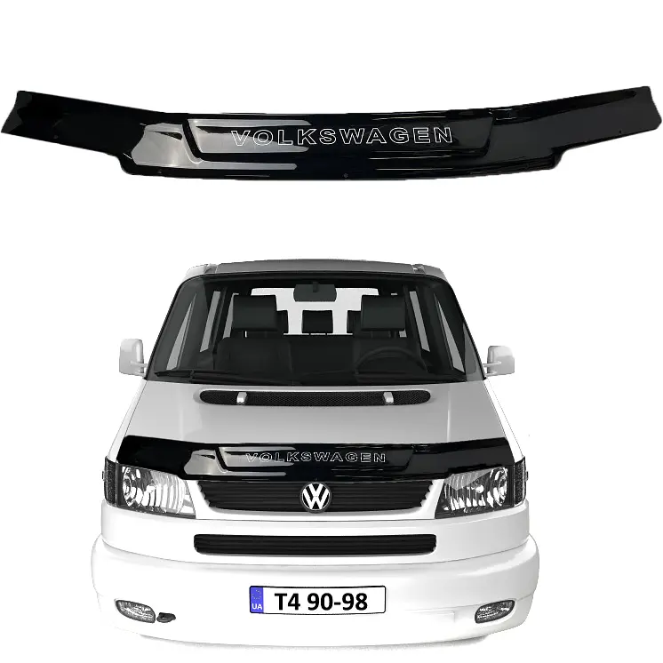 Дефлектор капота мухобійка Volkswagen T4 1990-1998 Широка (Прямі фари) Voron Glass