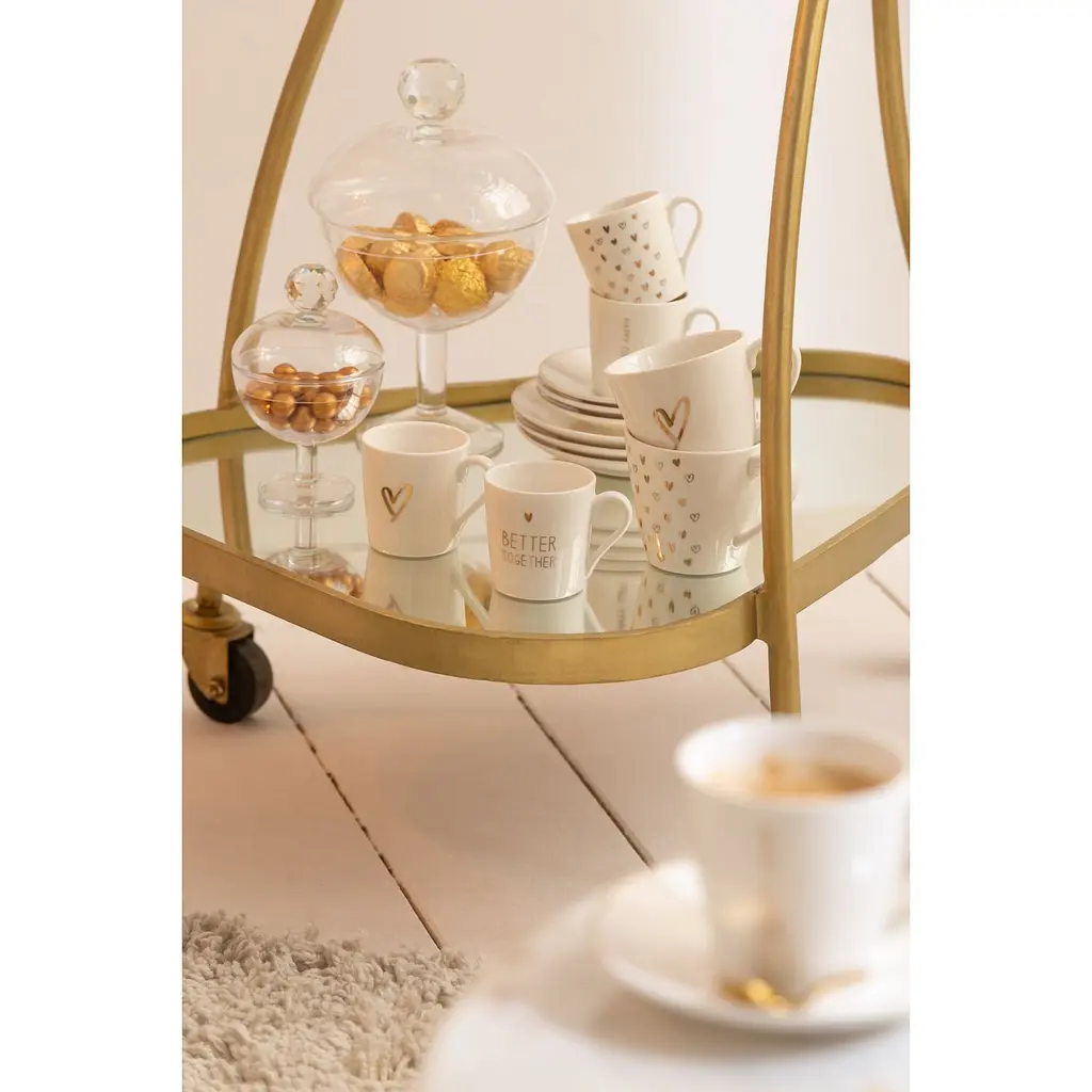 Журнальний столик J-line з ніжками на коліщатках золотий (45845) - фото 3