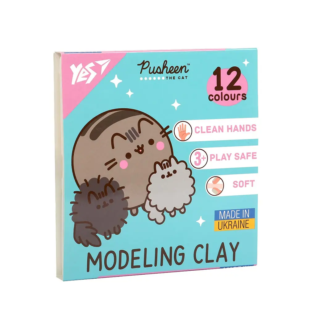 Пластилін YES, 12 кольорів, 240 г., Pusheen, (540669)