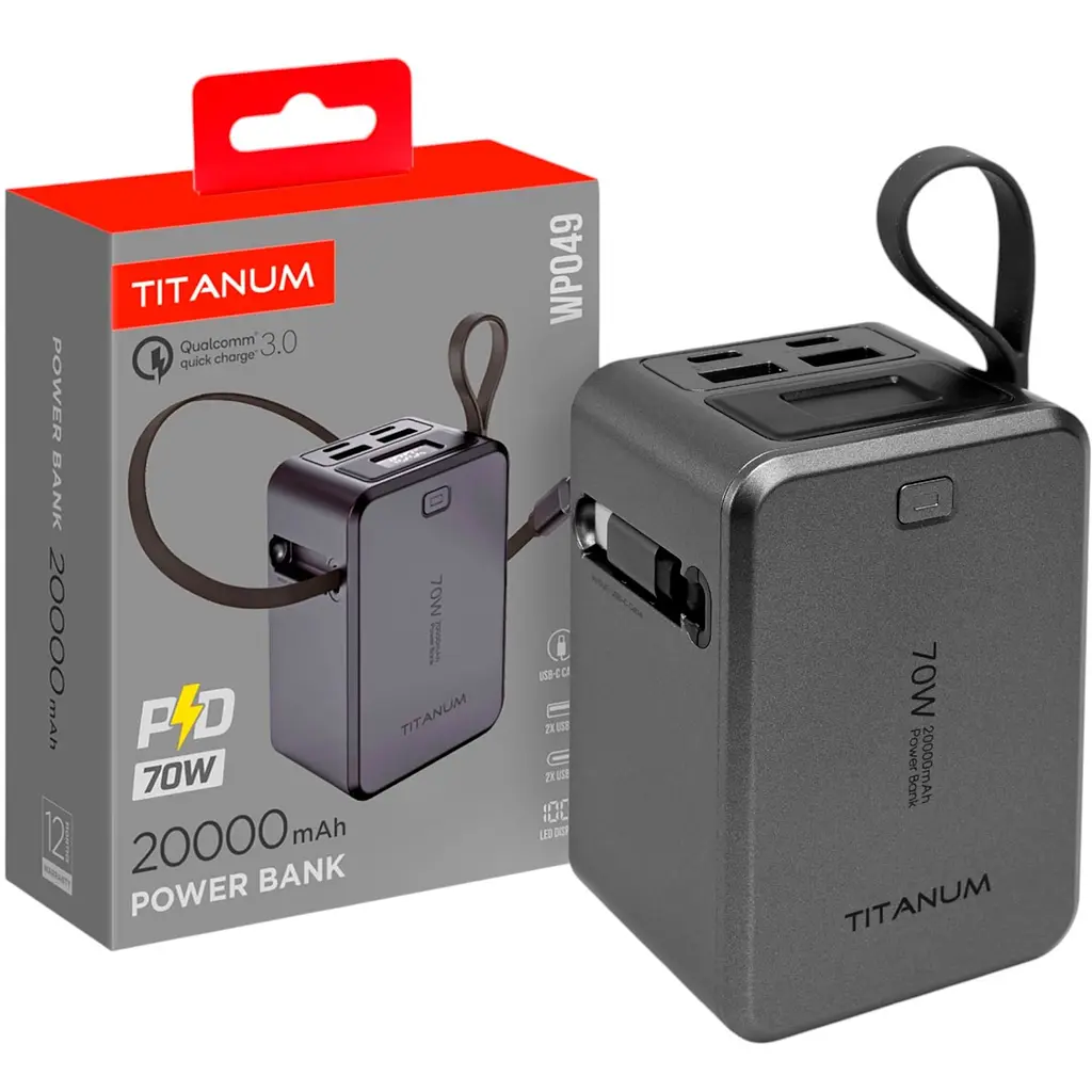 Павербанк Titanum WP049 PD70W 20000mAh сірий (TPB-WP049-G) - фото 11