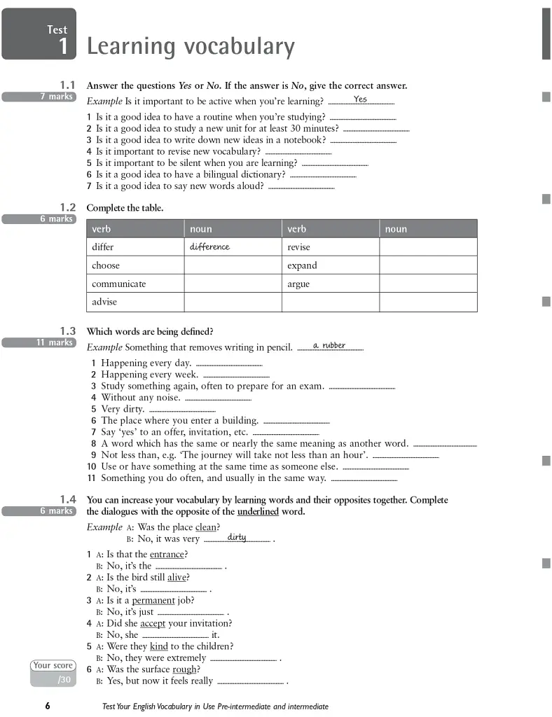 Test Your English Vocabulary in Use Pre-intermediate and Intermediate with Answers 3rd Edition - фото 2
