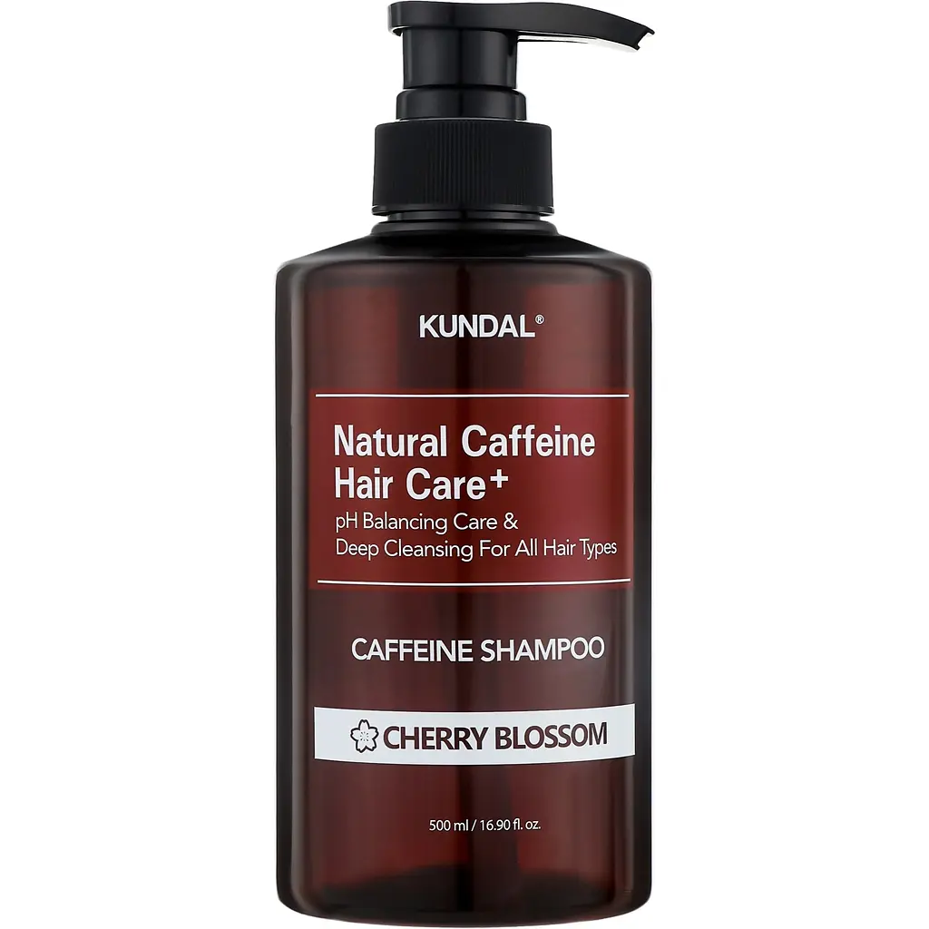 Шампунь Kundal Natural Caffeine Scalp Care Shampoo Cherry Blossom проти випадіння волосся з ароматом вишневого цвіту натуральний 500 мл