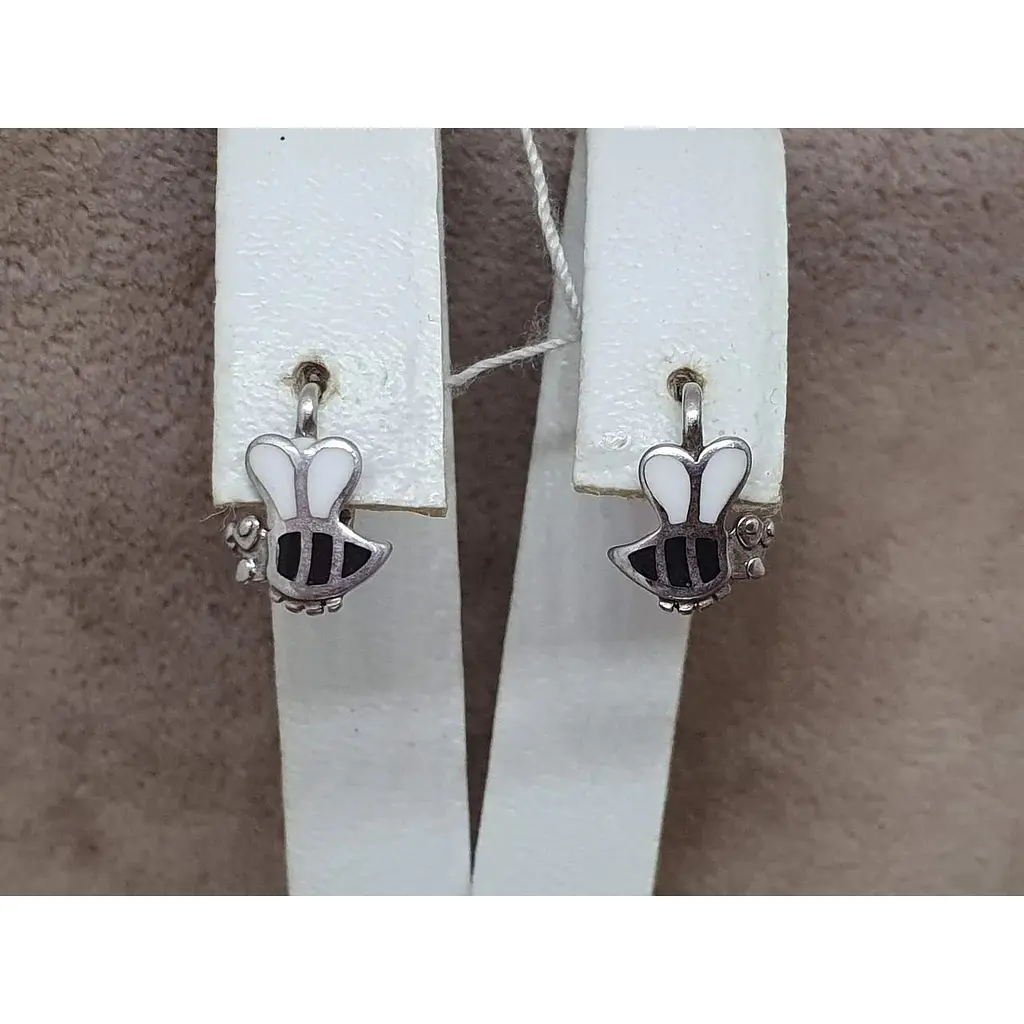 Срібні сережки Tango Бджілка з емаллю. 400218а - фото 2