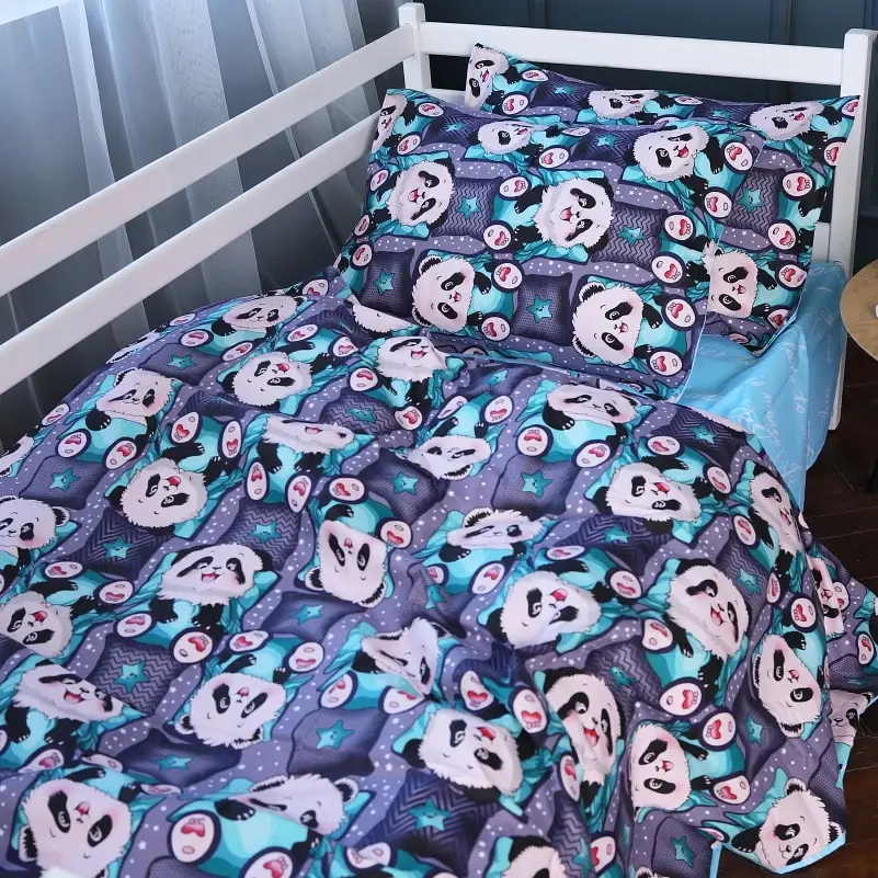 Комплект постільної білизни MirSon Бязь 17-0722 Tiny Panda 2 x 143 x 210 см синій (2200010687200) - фото 4