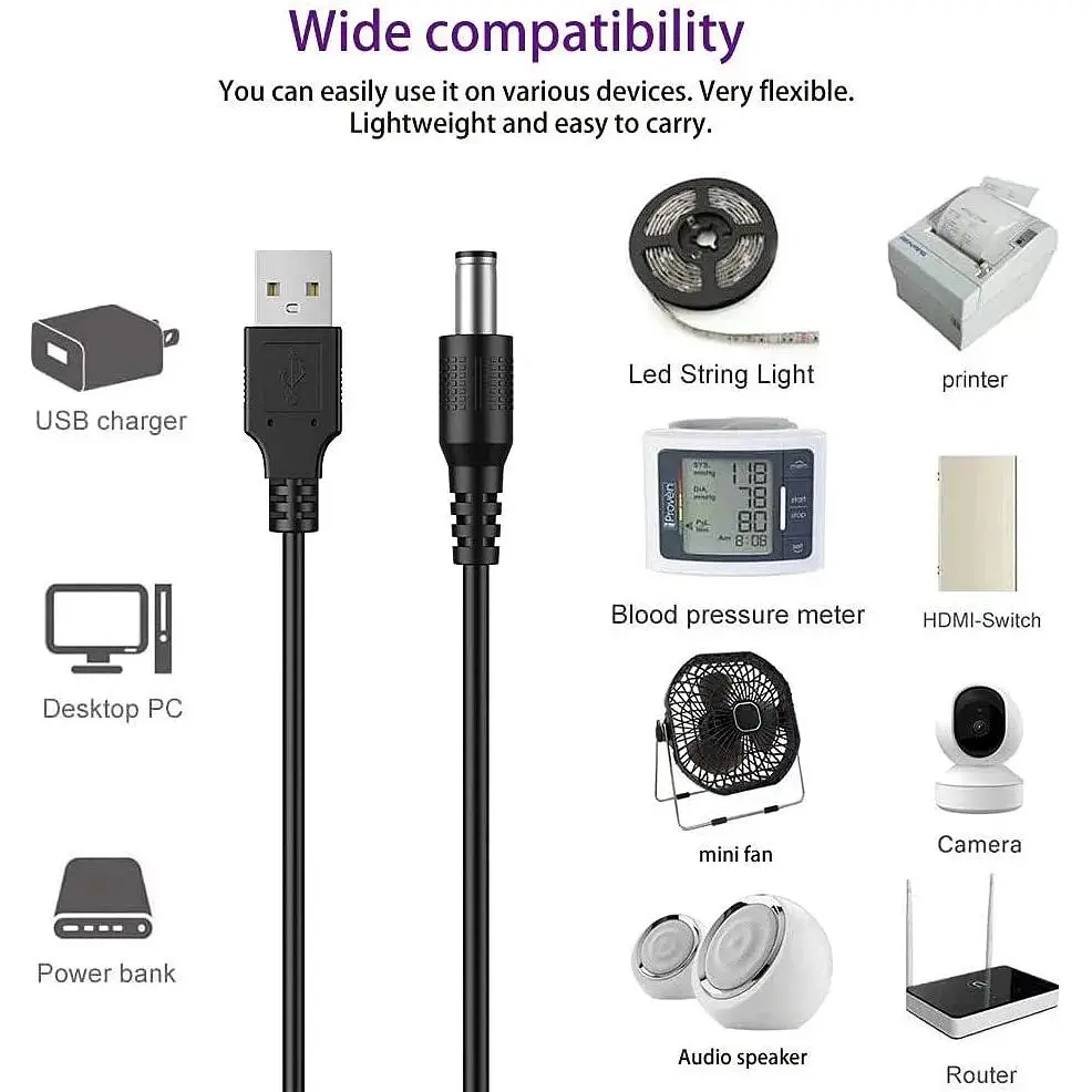 Шнур живлення Liansum USB - DC 5V, DC 5.5x2.1 мм з 10 роз'ємами - фото 5