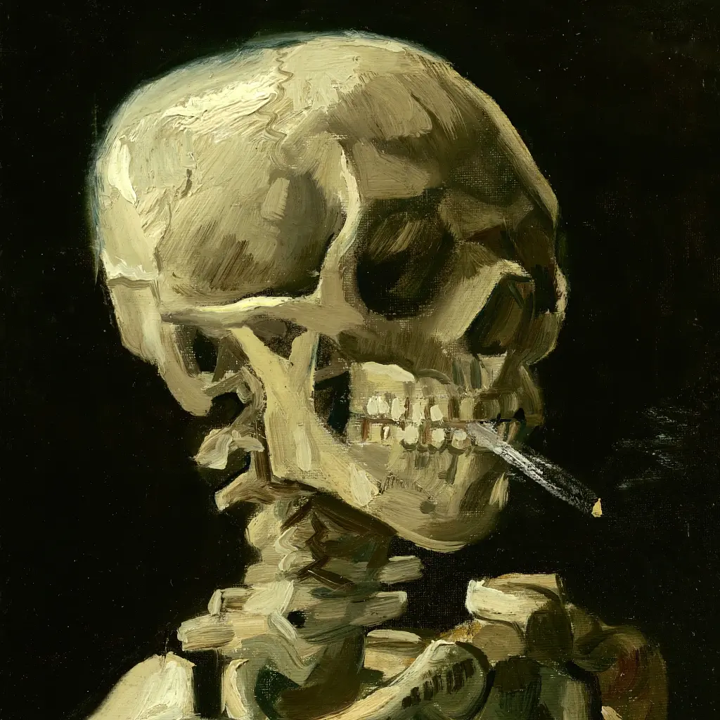 Інтер'єрна картина Череп з цигаркою, Вінсент ван Гог, Vincent van Gogh, Skull of a Skeleton, інтер'єрний декор, 60×45 см (id6653) - фото 5