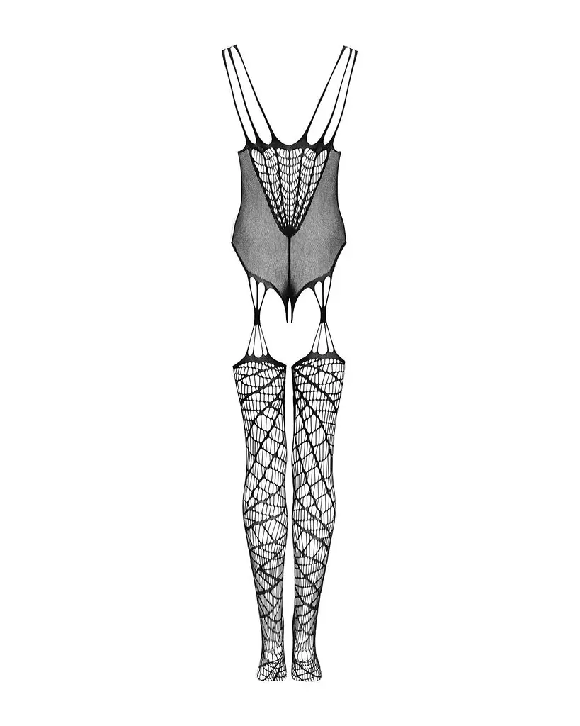 Ажурный бодистокинг под паутину Obsessive Bodystocking G325 black черный комбинезон имитаци S/M/L - фото 6