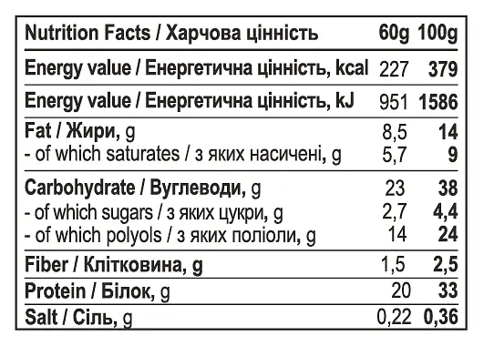 Батончик Протеїновий Protein Bar - 12x60г Шоколад-Карамель - фото 2