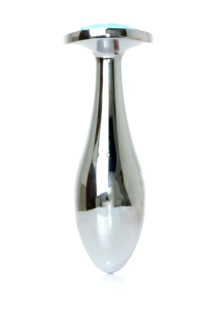 Анальная пробка Jewellery Silver Plug Clear L 10.5 см (голубой) - фото 6