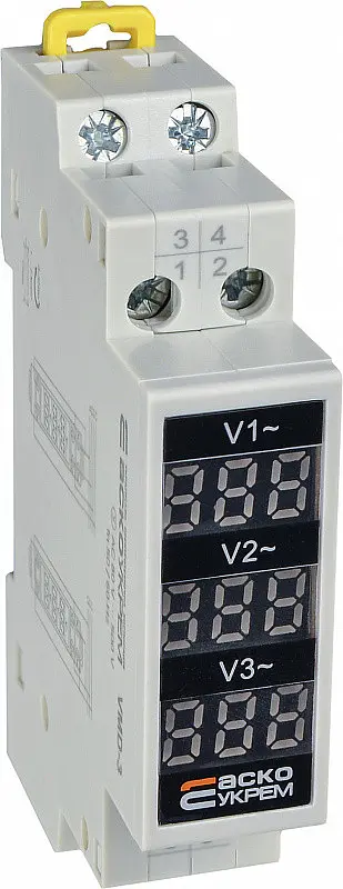 Вольтметр АСКО-УКРЕМ VMD-3 AC 80-500 V модульный цифровой трехфазный (A0010250002) - фото 2
