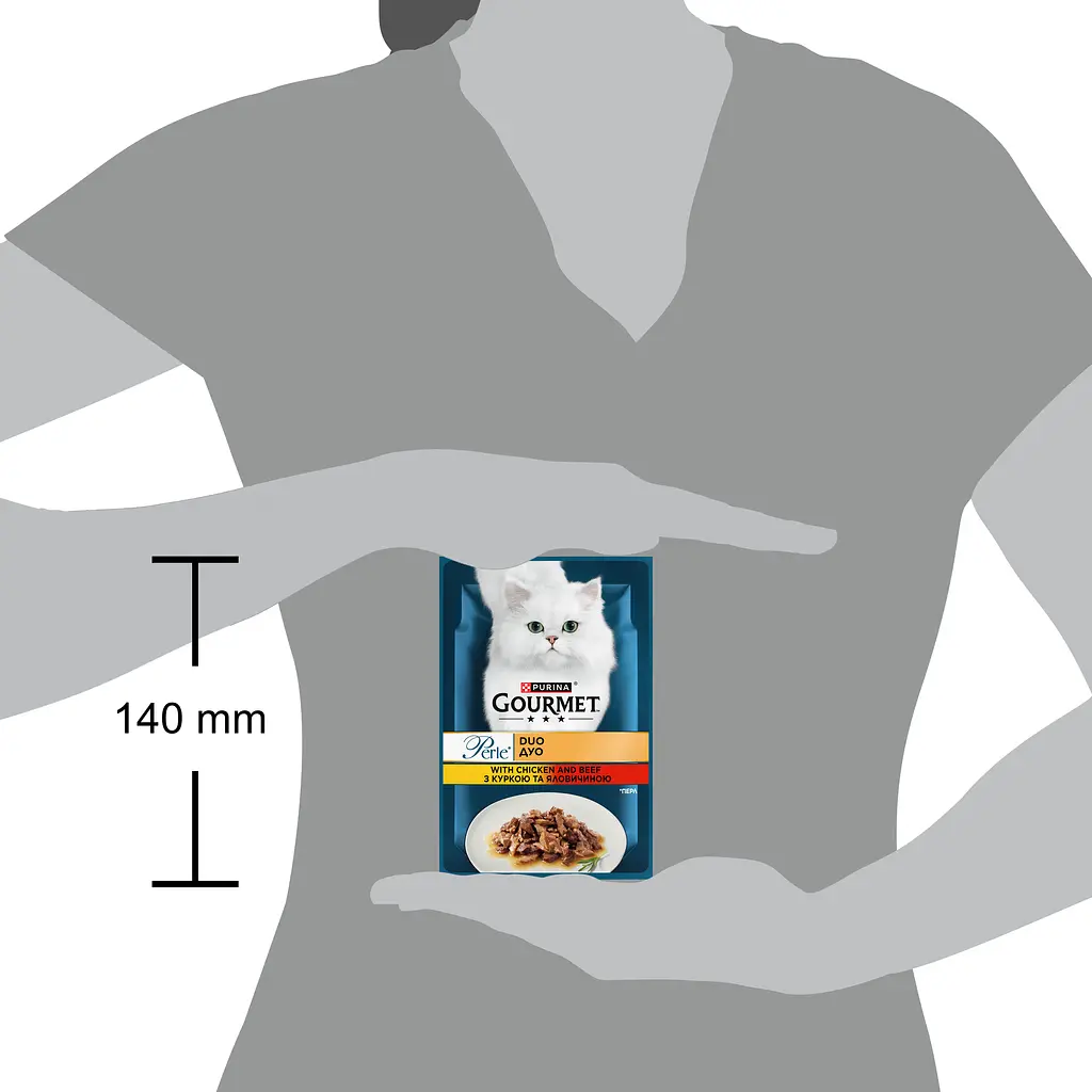 Упаковка вологого корму для котів Gourmet Perle Duo з яловичиною та куркою 2.21 кг (85 г х 26 шт.) - фото 4
