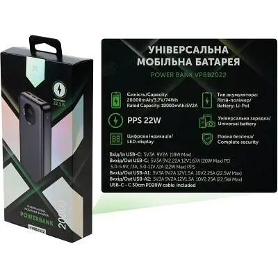 Батарея універсальна Vinga 20000 mAh 22.5W Display Black (VPBB2022) - фото 8
