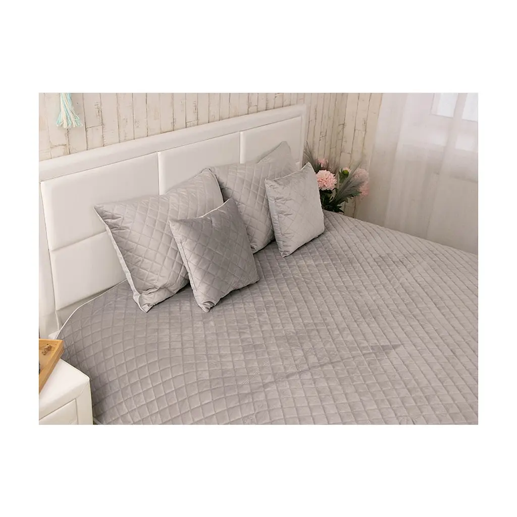 Покривало Руно двостороннє декоративне Velour Grey ромб 220х240 см (330.55_Grey ромб) - фото 3