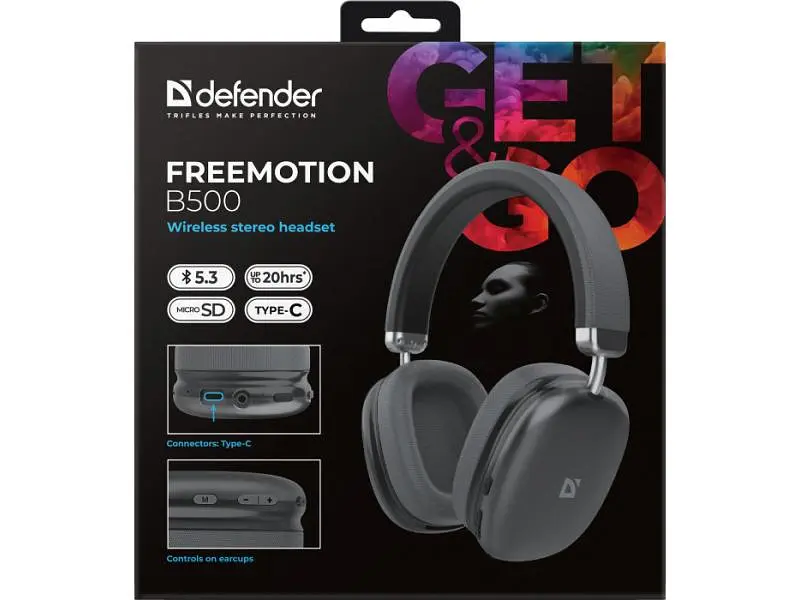 Навушники з мікрофоном Defender FreeMotion B500 Grey (63500) - фото 8
