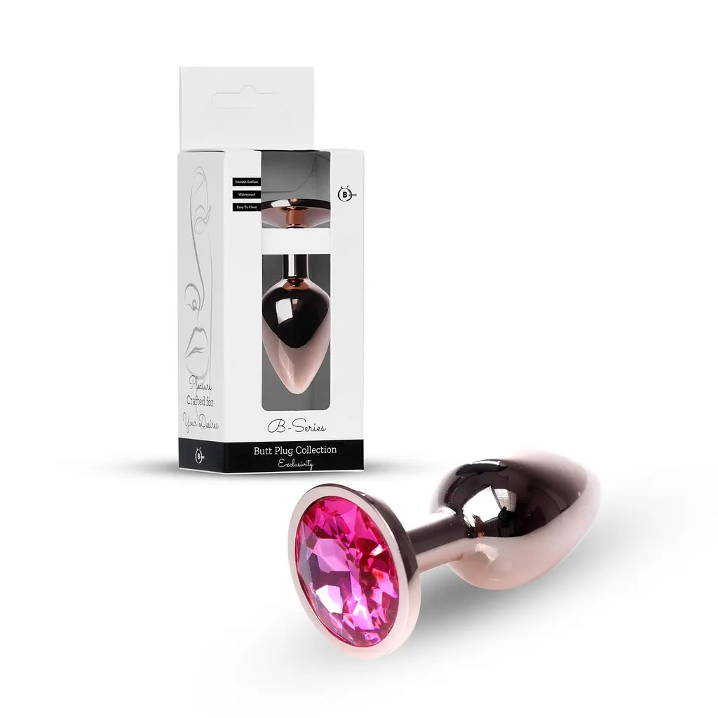 Анальна пробка з кристалом B - Series HeavyFun Plug-Jewellery, 7 см (рожевий) - фото 9