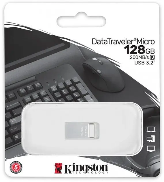USB флеш-накопичувач Kingston DataTraveler Micro 128GB USB-A 3.2 Gen 1 Metal (DTMC3G2/128GB) [76454] - фото 4