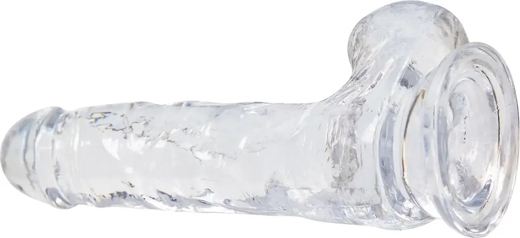Прозорий фалоімітатор Addiction - Clear Dildo with Balls 7″, віброкуля в подарунок - фото 3