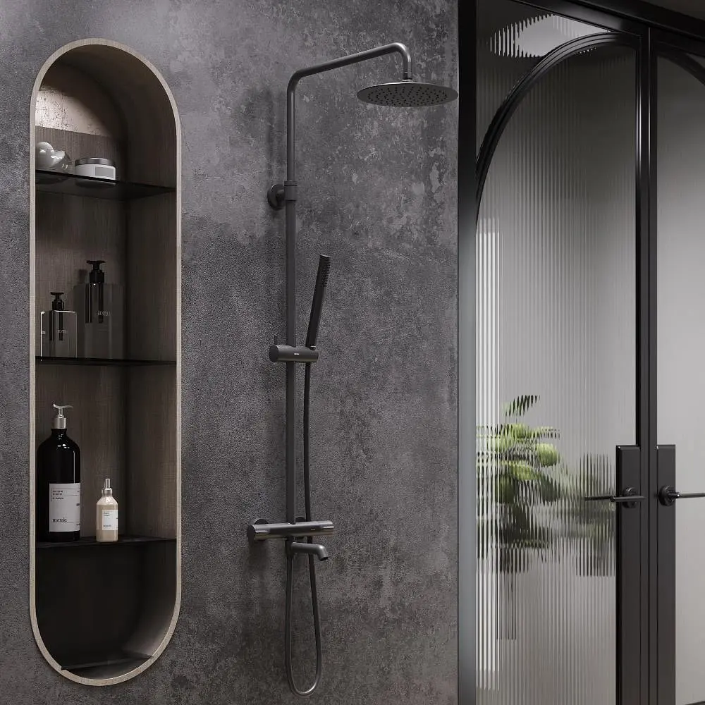 Душова система з термостатом і виливом Damixa Scandinavian Pure black 936810300 - фото 2